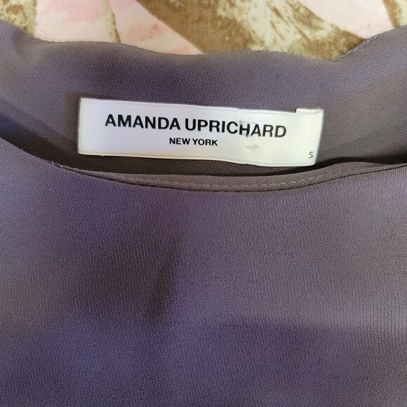 Amanda Uprichard Genessee Gray Blouse Open Sleeve Pearl Button Womens Size S - Picture 4 of 8